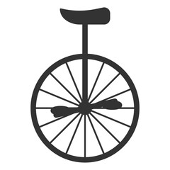 Vector illustration of bicycle one wheel icon in dark color and transparent background(png).