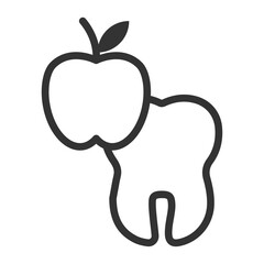 Vector illustration of apple tooth icon in dark color and transparent background(png).