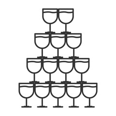 Vector illustration of pile of glasses icon in dark color and transparent background(png).