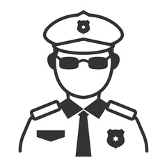 Vector illustration of Police icon in dark color and transparent background(png).