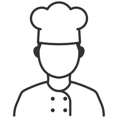 Vector illustration of Chef icon in dark color and transparent background(png).