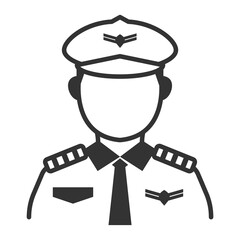 Vector illustration of Pilot icon in dark color and transparent background(png).