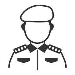 Vector illustration of Soldier icon in dark color and transparent background(png).