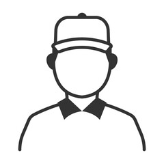 Vector illustration of courier icon in dark color and transparent background(png).