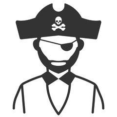 Vector illustration of Pirate icon in dark color and transparent background(png).