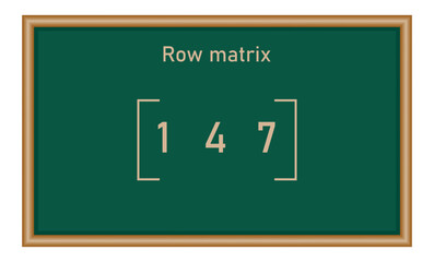 Fototapeta premium Row matrix. Types of matrices in mathematics. Vector illustration isolated on chalkboard.
