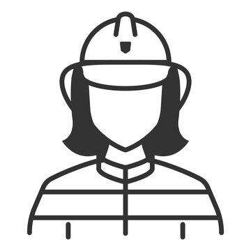 Vector illustration of Female firefighter icon in dark color and transparent background(png).
