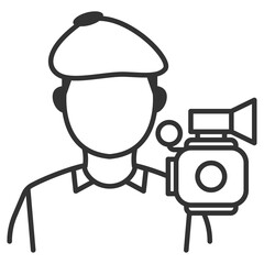Vector illustration of filmmaker icon in dark color and transparent background(png).