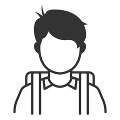 Vector illustration of school boy icon in dark color and transparent background(png).