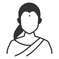 Vector illustration of female hinduism icon in dark color and transparent background(png).