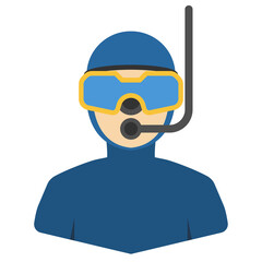 Vector illustration of Diver Avatar in color on a transparent background (PNG).