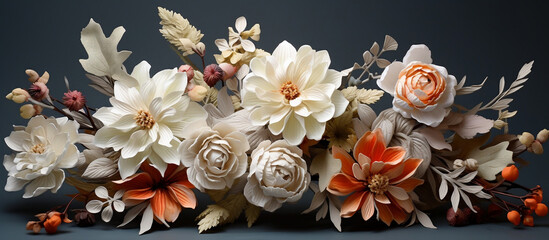 Beautifully crafted artificial flowers showcasing an antique variety
