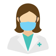 Vector illustration of Female Doctor icon in dark color and transparent background(png).