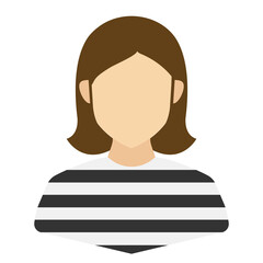 Vector illustration of Female Prisoner icon in dark color and transparent background(png).