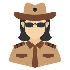 Vector illustration of Female Cowboy icon in dark color and transparent background(png).