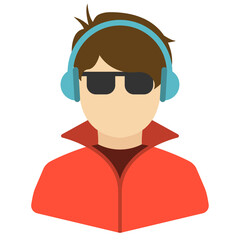 Vector illustration of Dj icon in dark color and transparent background(png).