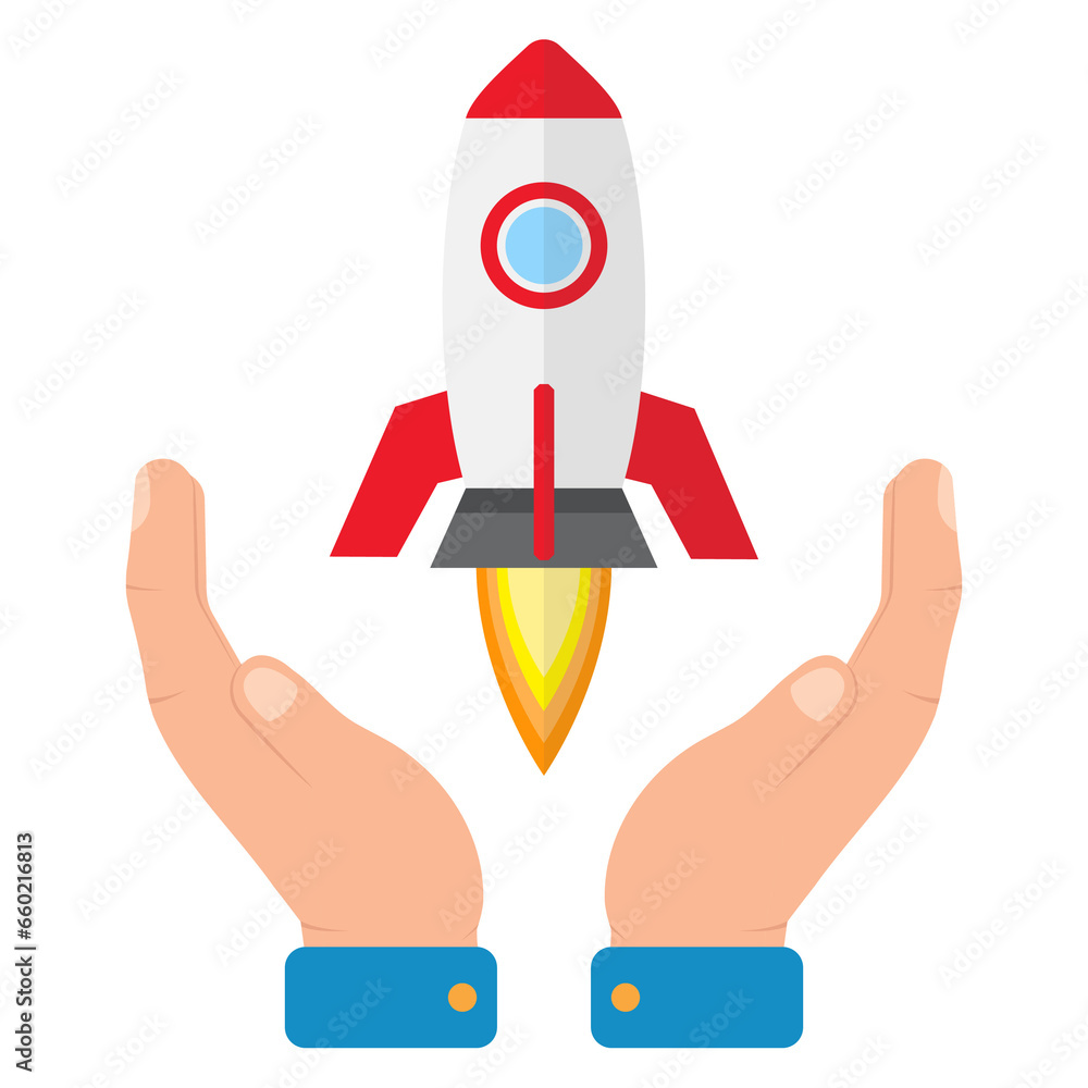 Poster vector illustration of take care of the rocket. colored vector for website design .simple design on 
