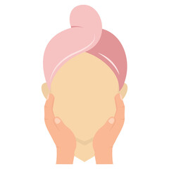 Vector illustration of massaging cheeks. Colored vector for website design .Simple design on transparent background (PNG).