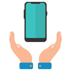 Vector illustration of take care of smartphone. Colored vector for website design .Simple design on transparent background (PNG).