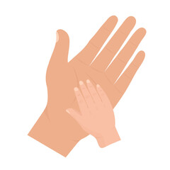 Vector illustration of parent and child hands. Colored vector for website design .Simple design on transparent background (PNG).