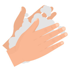 Vector illustration of wash hands with soap. Colored vector for website design .Simple design on transparent background (PNG).