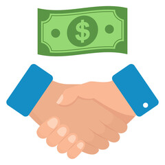 Vector illustration of money deal. Colored vector for website design .Simple design on transparent background (PNG).