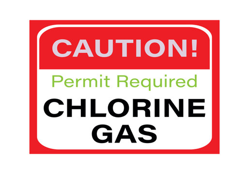 Lab Warning sign danger Chlorine Gas. Permit required confined sign vector illustration.