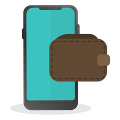 Vector illustration of digital wallet. Colored vector for website design. Simple design with transparent background (PNG).
