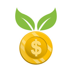 Vector illustration of coin plant. Colored vector for website design. Simple design with transparent background (PNG).