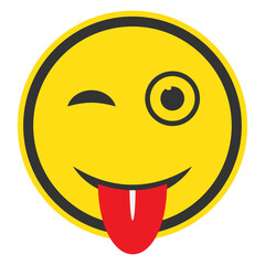 Vector illustration of teasing with the tongue emoticons. Colored icons for website design .Simple design on transparent background (PNG).