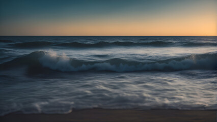 Fototapeta na wymiar Beautiful seascape at sunset. Soft focus. Long exposure.