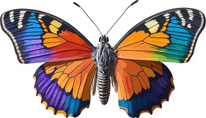 a colorful cute butterfly , no background 