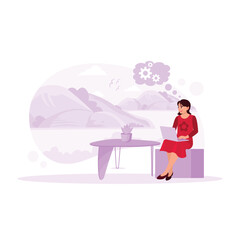 Architects develop house designs by working outside the home. Could Computing concept. Trend Modern vector flat illustration