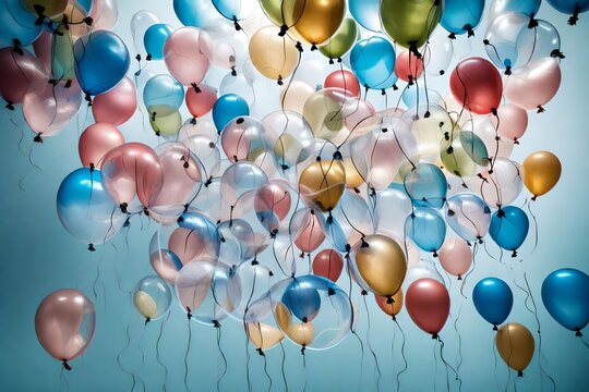 bundles of balloons in red white pink and also in the bunches with water and multicolor for decoraion of birthday parties ans usefull picture in card celebration 