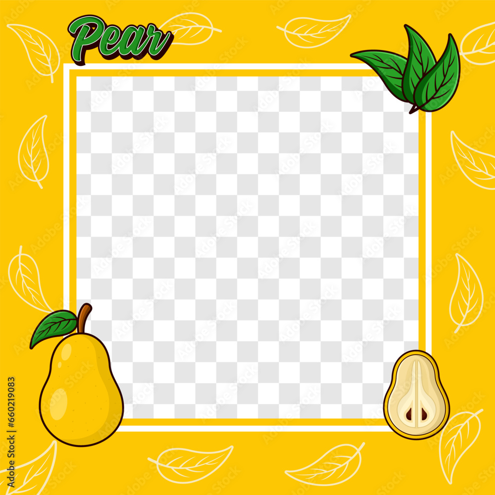 Wall mural pear fruit photo frame cover background design