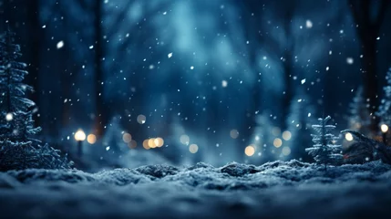 Fotobehang 雪の降る夜 © fumoto-lab