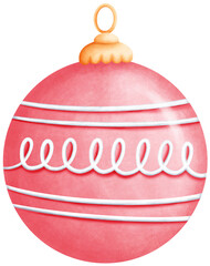 Watercolor Christmas ball Illustration - Traditional Festive Decoration