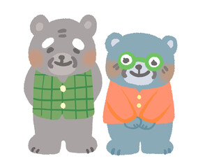 クマのおじいちゃんとおばあちゃんのイラスト