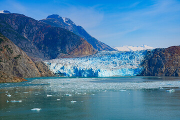 South Sawyer Glacier at the end of Tracy Arm Fjord in southeast Alaska, USA - Coastal glacier in...