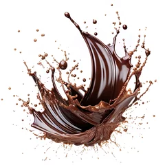 Foto op Plexiglas chocolate splash isolated on white, generative ai © ketkata