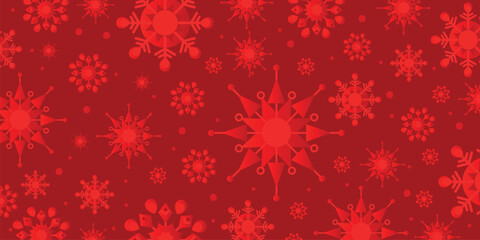 Naklejka na ściany i meble Red Christmas snowflakes background