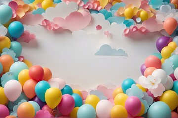 Rainbow Balloons Digital Party Backdrop Photography Background Birthday Party Overlays Balloons Kids Party Decor Birthday Backdrop Overlay