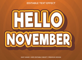 hello november editable text effect template use for business logo and brand