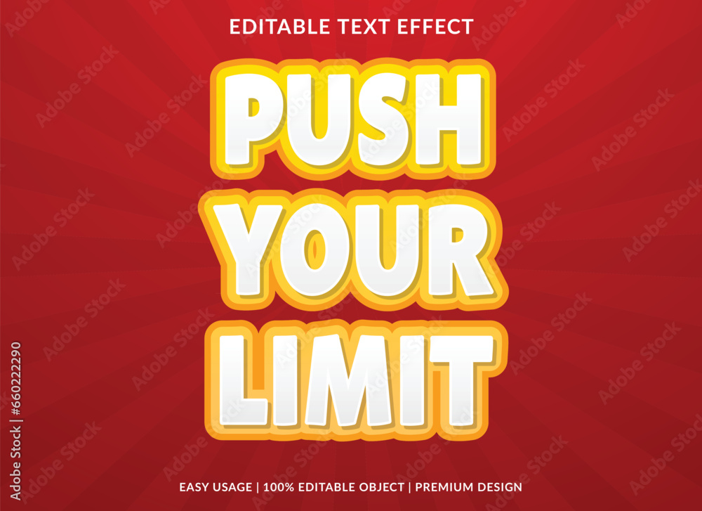 Aufkleber push your limit editable text effect template use for business logo and brand