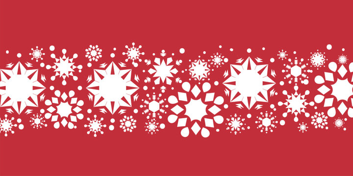 Seamless Christmas card with white snowflakes. Christmas greeting card