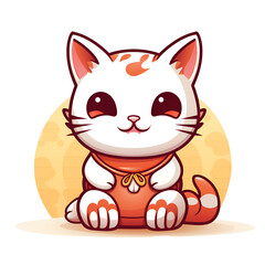 Obraz premium Cartoon Style Lucky Cat Asian Lucky Cat No Background Perfect for Print on Demand Merchandise