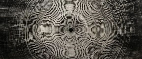Foto op Canvas A tree trunk with visible growth rings © pham