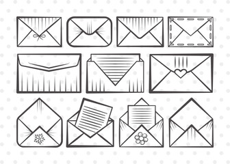 Envelope Clipart SVG Cut File | Mail Svg | Heart Envelope Svg | Mailing Svg | Letters Svg | Envelope Bundle | Eps | Dxf | Png