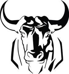 bull head logo, simple bull logo