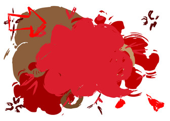 Brown and red graffiti speech bubble on white background. Abstract modern Messaging sign street art decoration, Discussion icon performed in urban painting style.